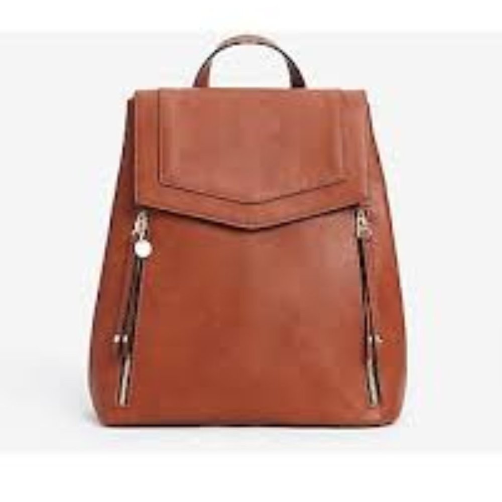 Express Double Zip Faux Leather Backpack